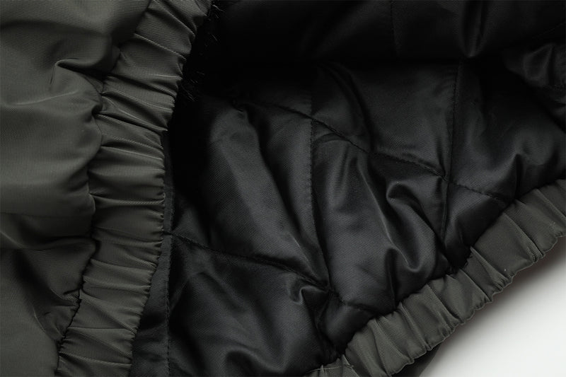 Military Napoleon Button Padded Jacket with Faux Fur Collar