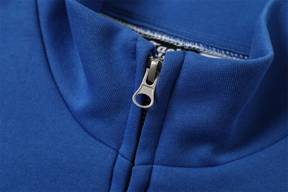 Track Jacket Mock Neck Full-Zip with Stripe Detail & Star Embroidery