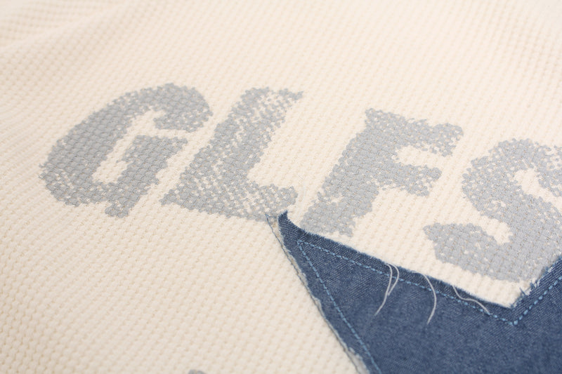 Long Sleeve Waffle-Knit Star Patch Graphic Shirt – GLFSMADE 1987 Studded Collar