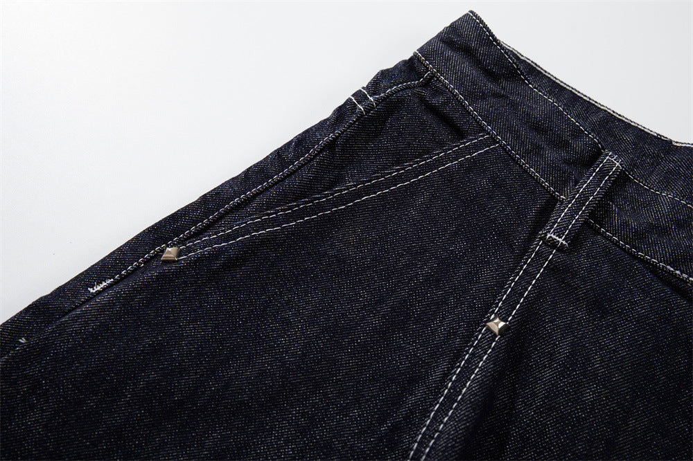 Wide-Leg Denim Cargo Shorts – Multi-Pocket Workwear Style