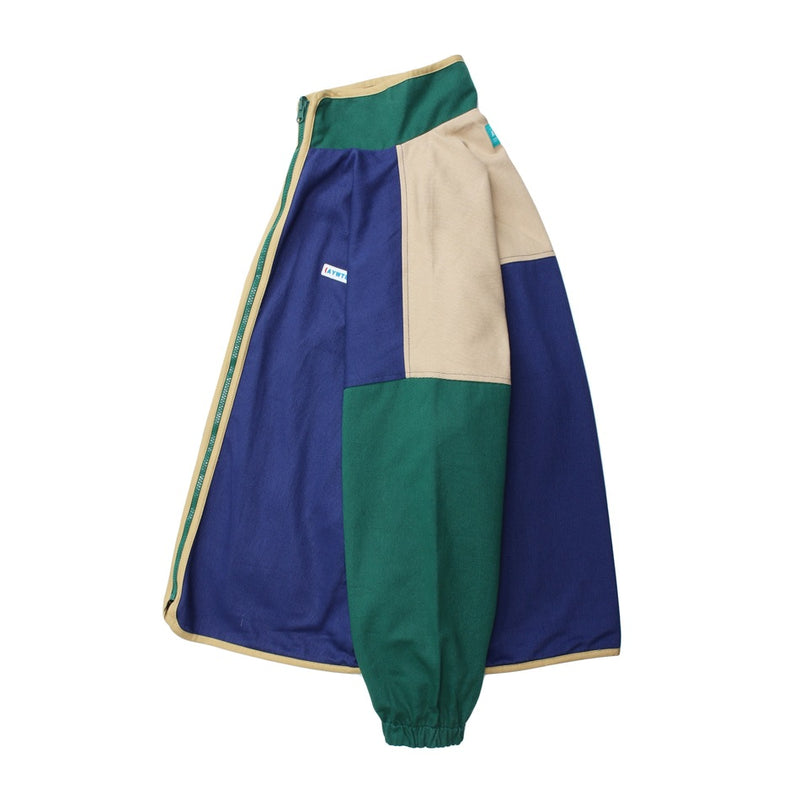 Colorblock Reversible Zip-Up Jacket — Stand Collar, Oversized Fit