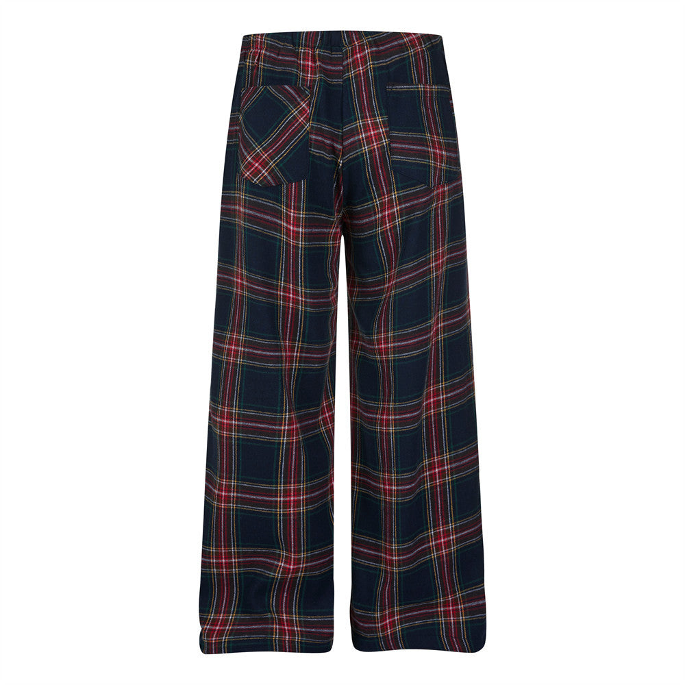 Pantalon à carreaux à jambes larges – Pantalon décontracté à cordon de serrage