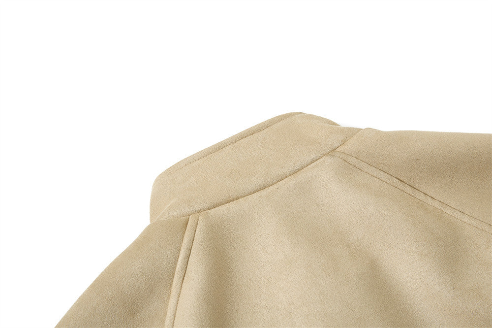 Chaqueta bomber de ante con cuello mao para hombre – Acabado desgastado y corte corto streetwear