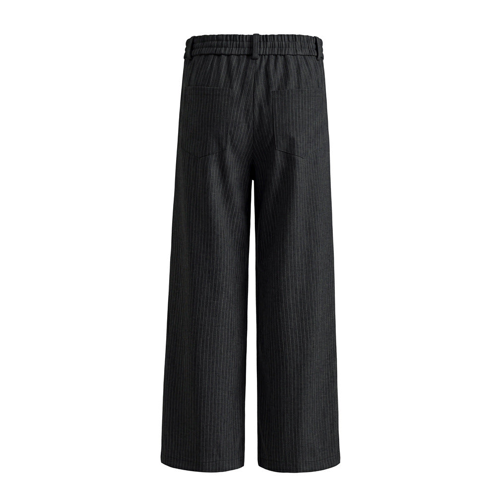Pantalones de vestir de pierna ancha con raya diplomática – Pantalones plisados de corte recto para hombre