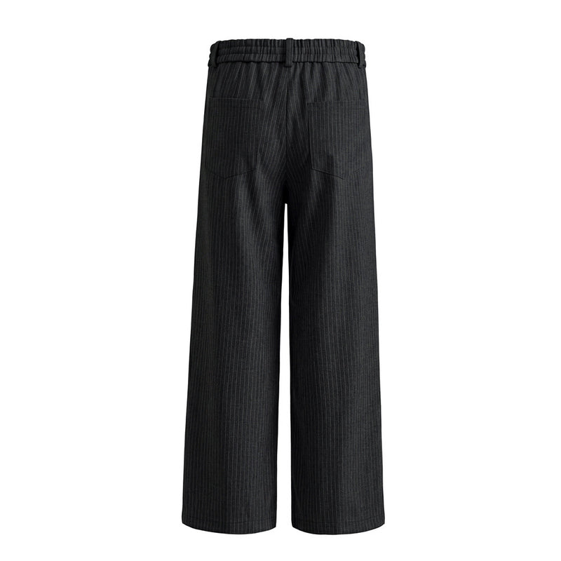 Pantalones de vestir de pierna ancha con raya diplomática – Pantalones plisados de corte recto para hombre