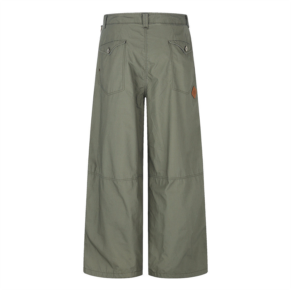 Wide-Leg Parachute Cargo Pants – Pleated Baggy Fit with Zip Pockets