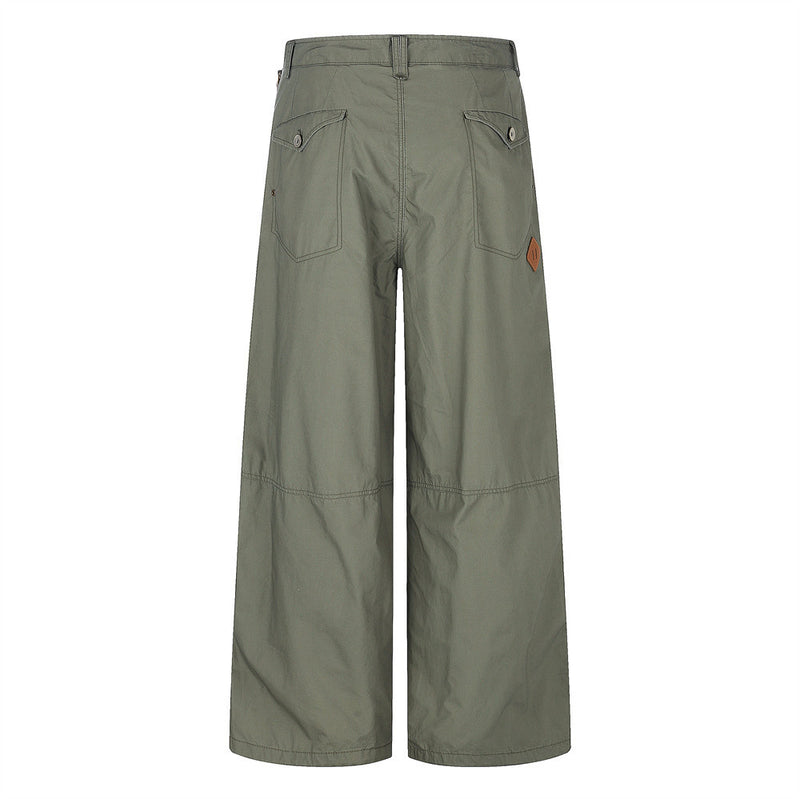 Wide-Leg Parachute Cargo Pants – Pleated Baggy Fit with Zip Pockets