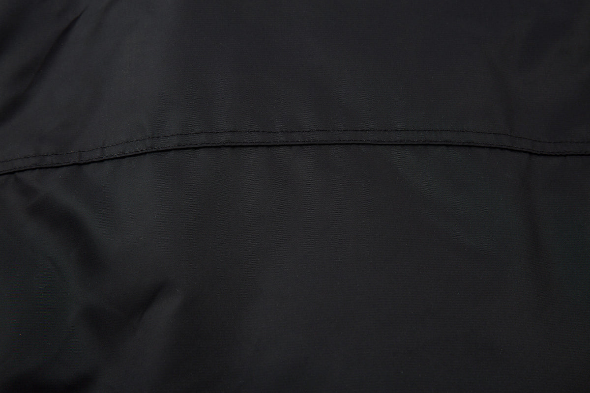 Padded Bomber Jacket with Detachable Faux Fur Hood & Ruched Sleeves in Black