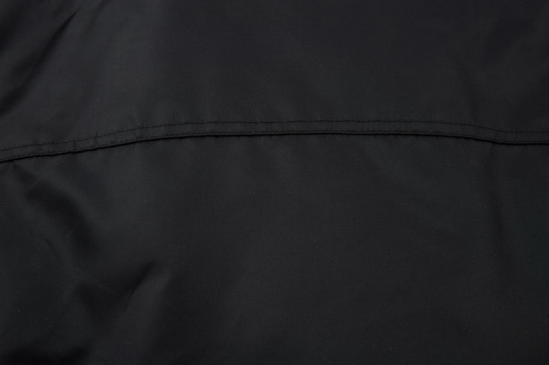 Padded Bomber Jacket with Detachable Faux Fur Hood & Ruched Sleeves in Black