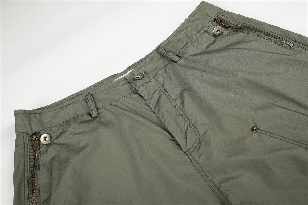 Wide-Leg Parachute Cargo Pants – Pleated Baggy Fit with Zip Pockets