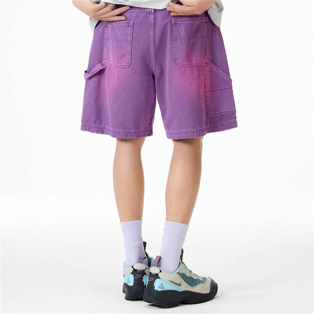 Baggy-Denimshorts für Herren – gewaschene Carpenter-Style-Jeansshorts für Streetwear