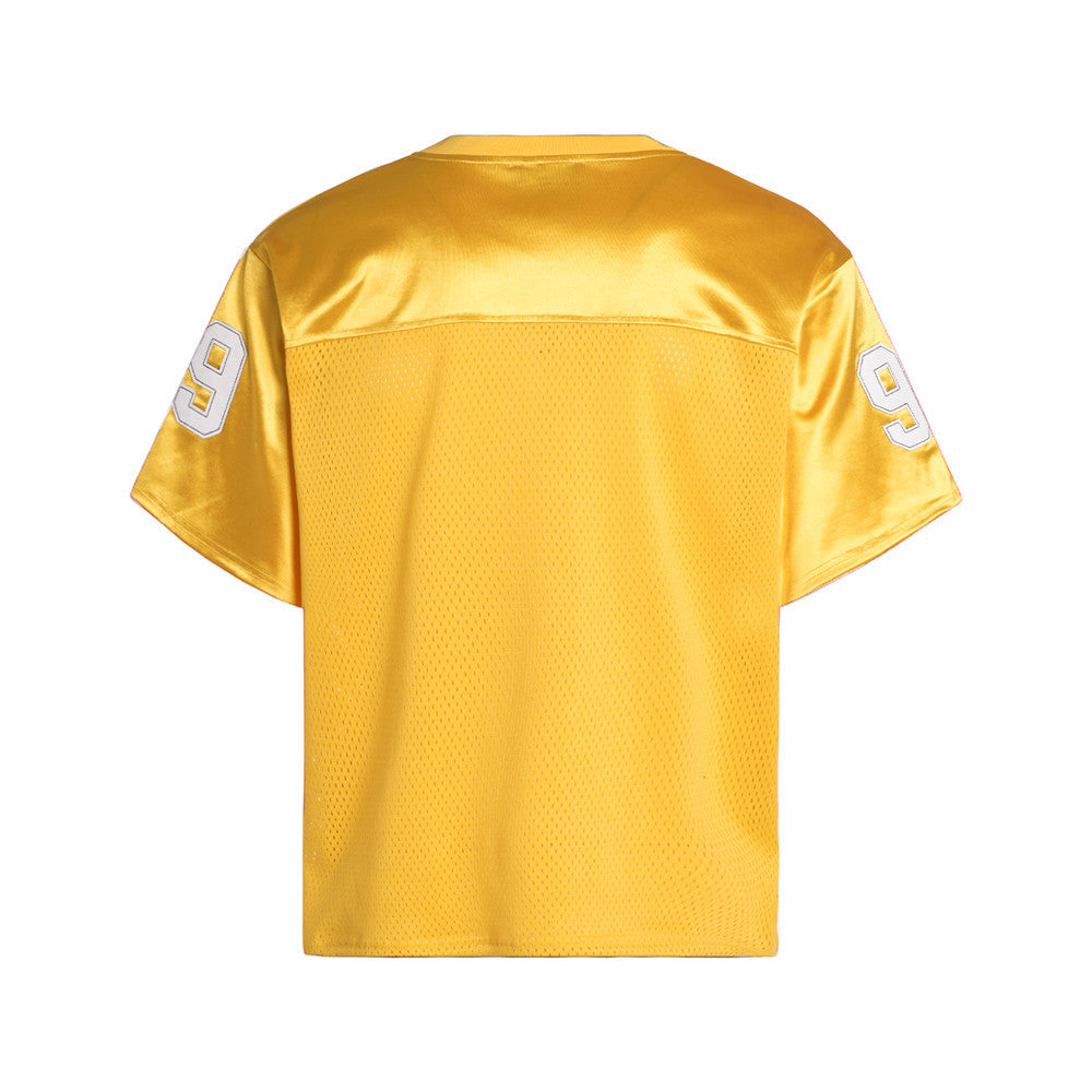 Men's V-Neck Gothic Letter Football Jersey Mesh Short-Sleeve Tee