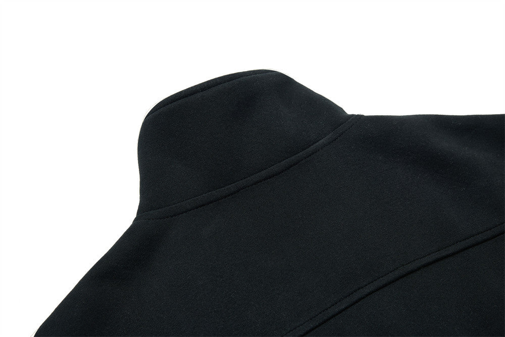 Men's Mock Neck Full-Zip Track Jacket with Crest Patch – Streetwear Fleece