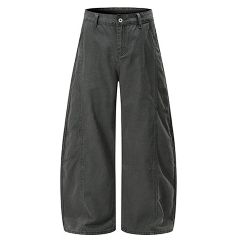 Wide-Leg Barrel Pants – Men's Vintage Punk Reconstructed Arc-Cut Trousers