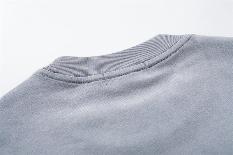 Galloping Horse Graphic Long-Sleeve T-Shirt — Vintage Washed Mock-Neck