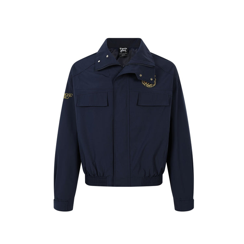 Oversized Harrington Jacket with Embroidered Badge Patch