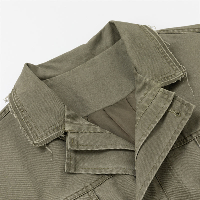 Oversized Workwear Jacket – Men's Olive Double-Breasted Utility Coat