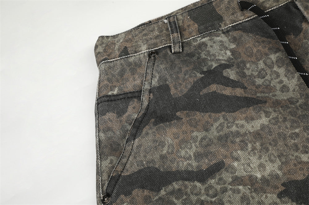 Camo-Cargohose – Wide Leg mit kontrastierendem Panel, Streetwear-Hose