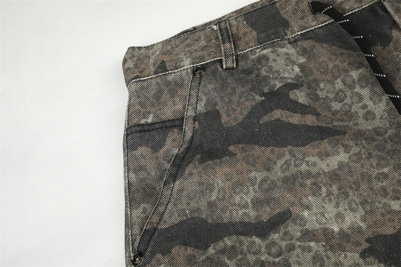 Camo-Cargohose – Wide Leg mit kontrastierendem Panel, Streetwear-Hose