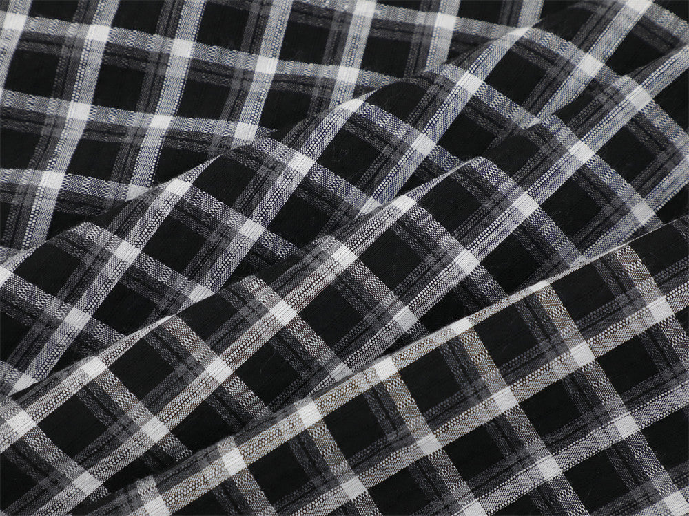 Plaid Long Sleeve Shirt – Oversized Fit with Raw-Edge Appliqué Detail