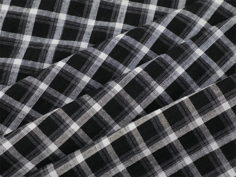 Plaid Long Sleeve Shirt – Oversized Fit with Raw-Edge Appliqué Detail