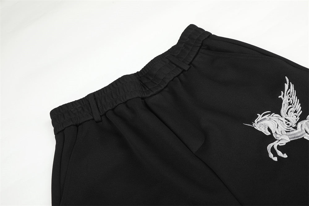 Pantalon de survêtement à jambes larges avec broderie Pégase, imprimé Union Jack et écussons étoile