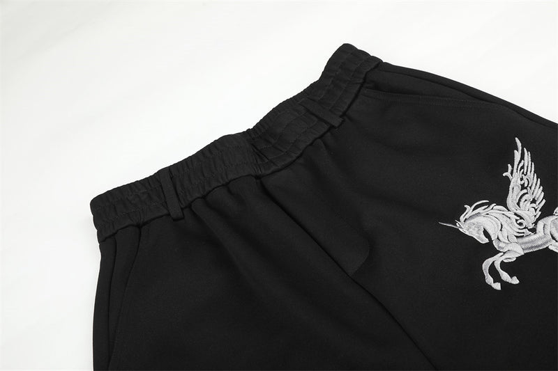 Pantalon de survêtement à jambes larges avec broderie Pégase, imprimé Union Jack et écussons étoile