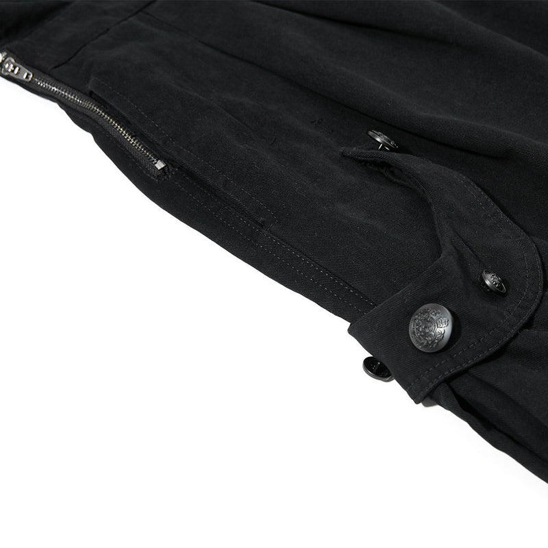 Wide-Leg Cargo Pants – High-Rise Zip Waistband & Side Pocket Detail