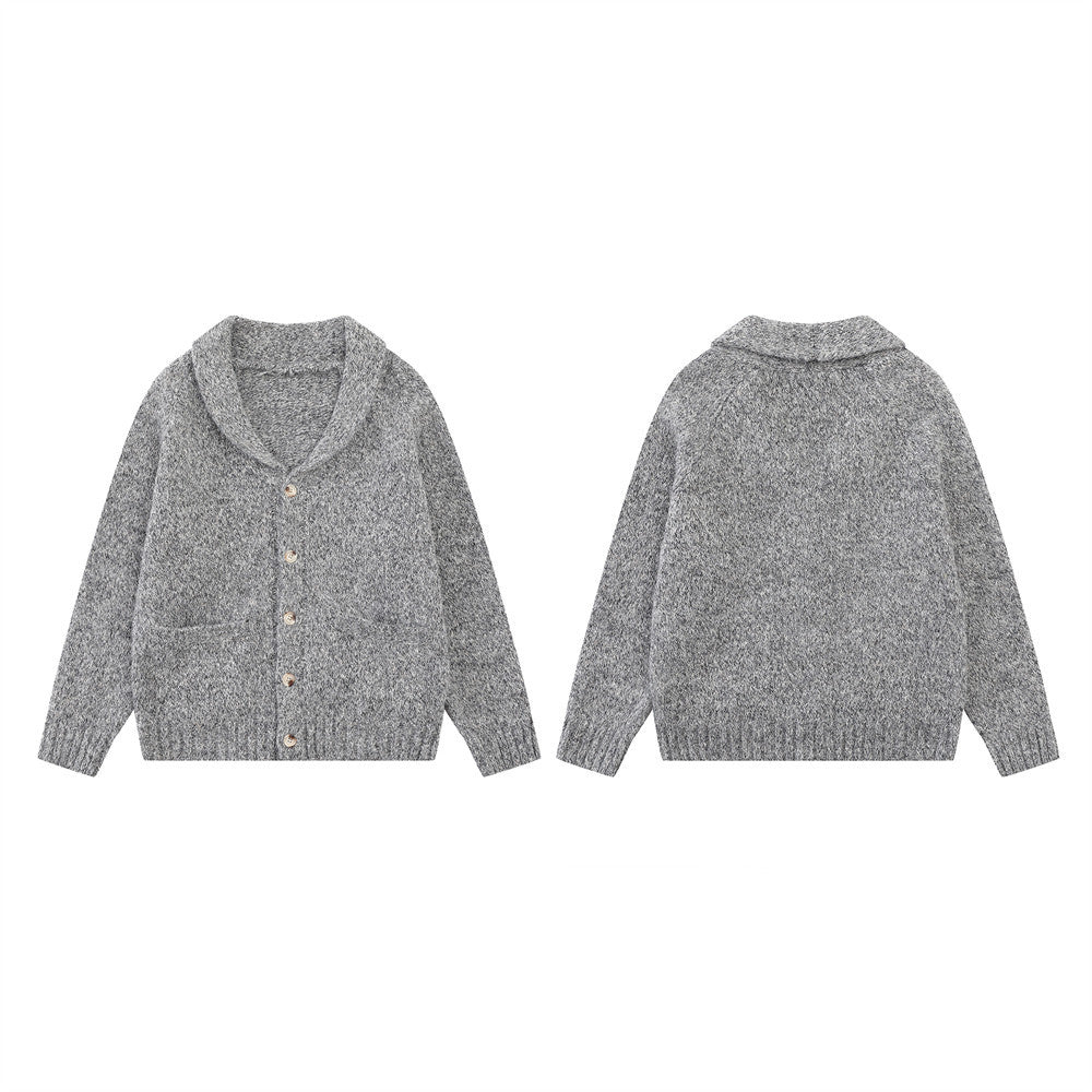 Shawl Collar Knit Cardigan Sweater – Relaxed Fit Button-Up