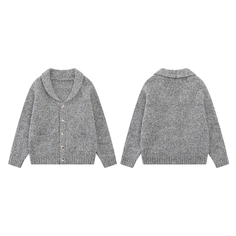 Shawl Collar Knit Cardigan Sweater – Relaxed Fit Button-Up