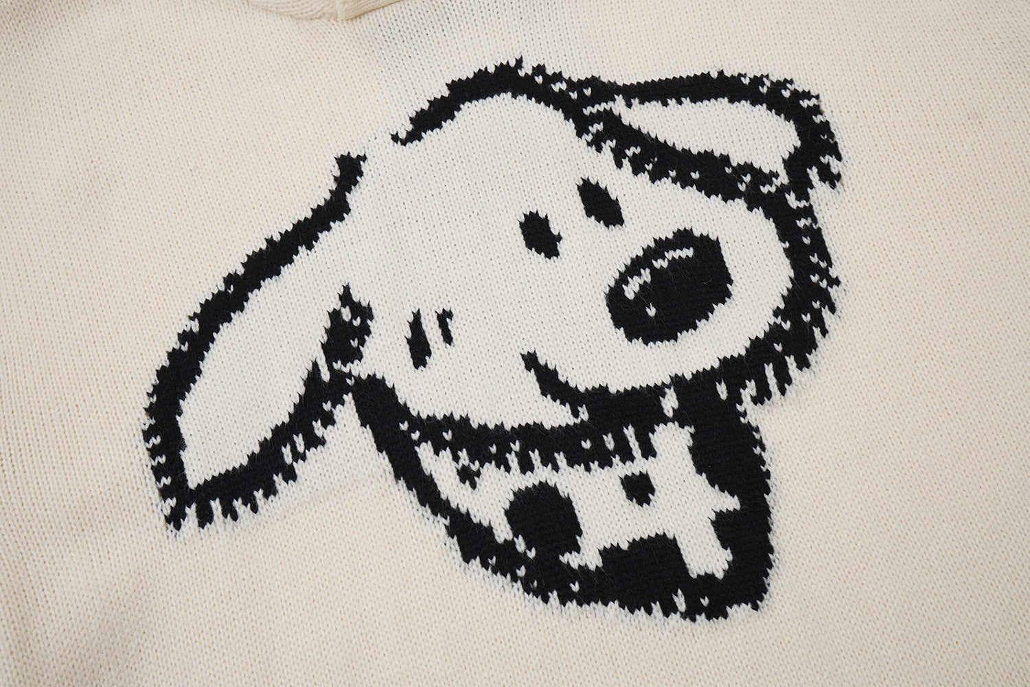 Pull à capuche oversize en maille jacquard avec grand motif graphique sur le devant