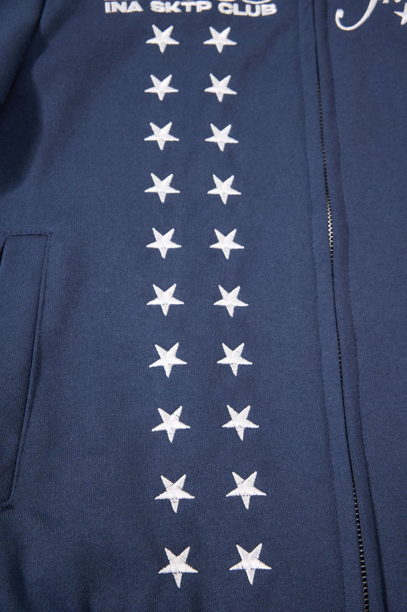 Skatepark-Trainingsjacke – Bestickte Sterne, College-Streifen & Retrojacke mit Reißverschluss