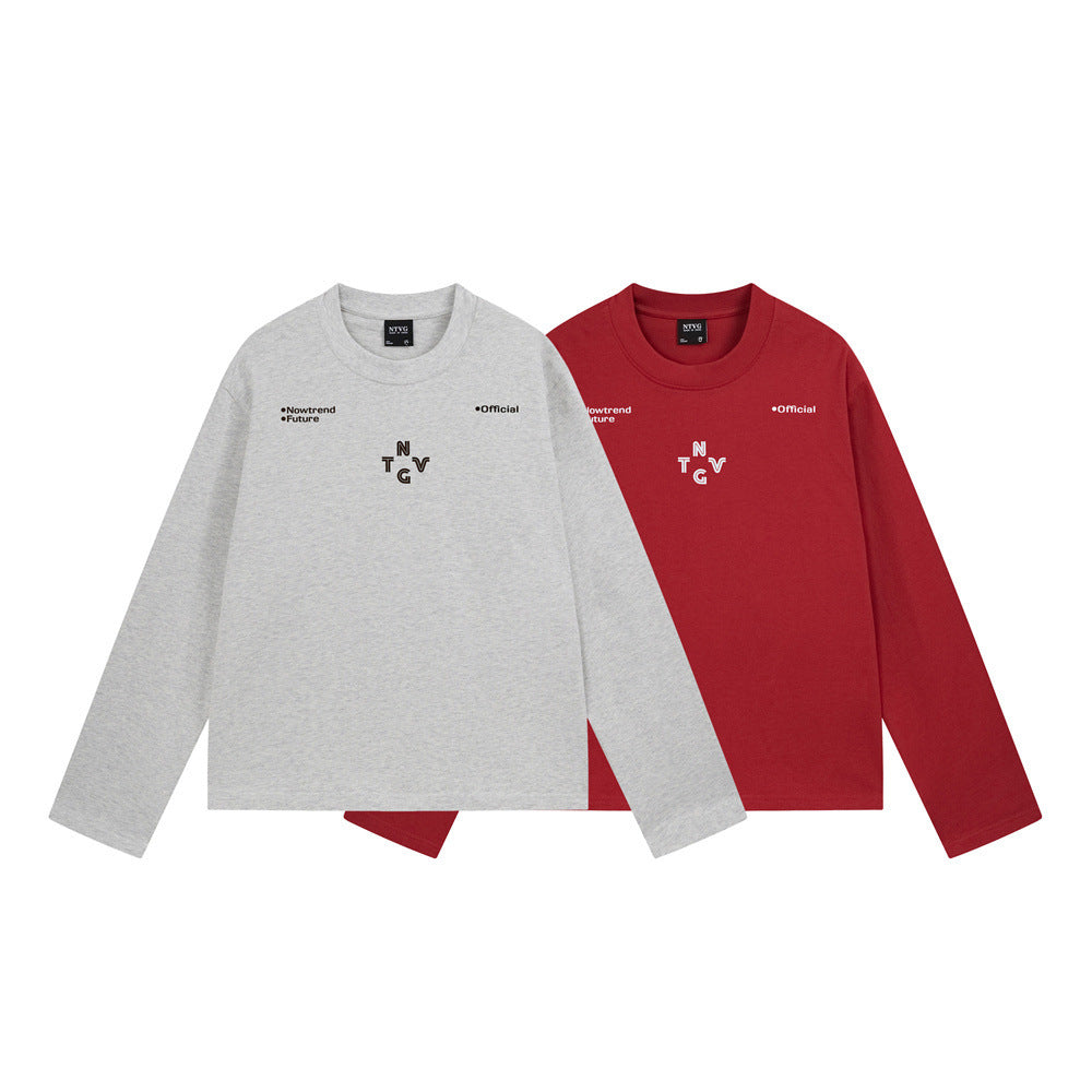 Long Sleeve Crew Neck Shirt – NTVG Letter Print Relaxed Fit