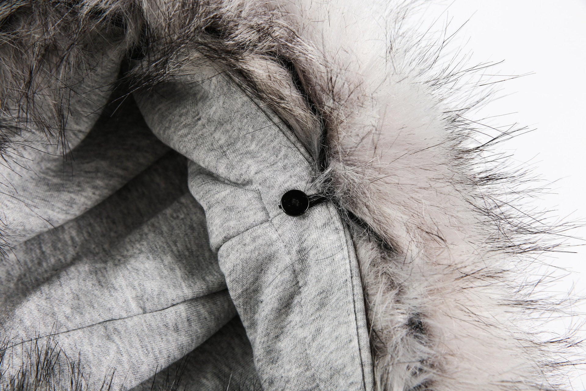 Faux Fur Trim Half-Zip Hoodie with Gothic Floral Graphic Print