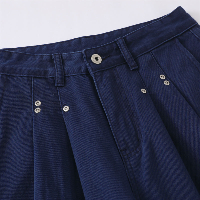 Wide-Leg Pleated Trousers – Men's High-Street Solid Color Straight-Cut Pants