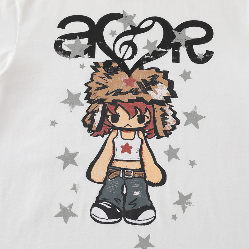 Anime Cartoon Graphic T-Shirt – Oversized Hip-Hop Crew Neck Tee