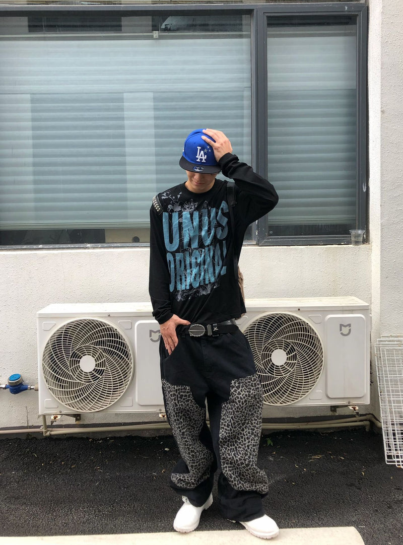 Tee-shirt graphique à manches longues – UNUS Original, imprimé chat, style streetwear