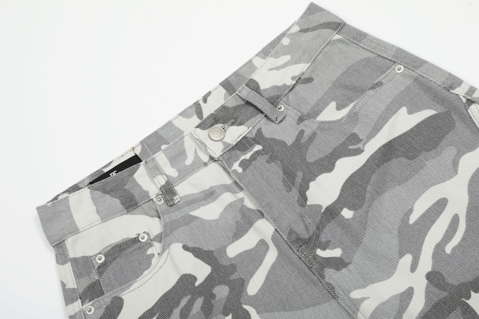 Wide-Leg-Cargohose – Baggy-Fit in Grey-Camo mit mehreren Taschen