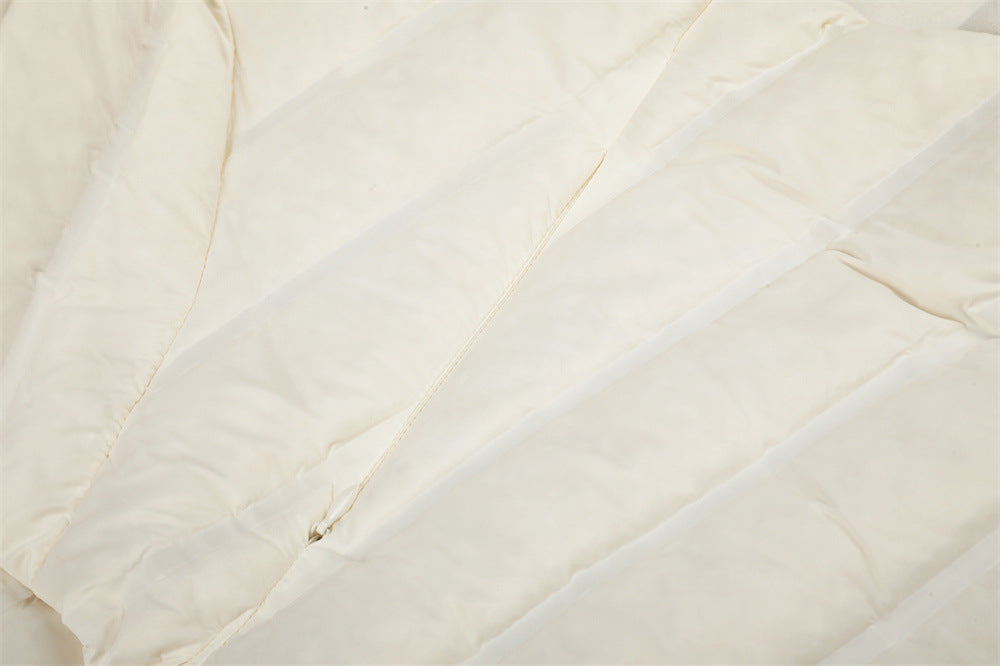 Men's Asymmetric Stand Collar Quilted Down Jacket – Diagonal Placket Puffer Coat