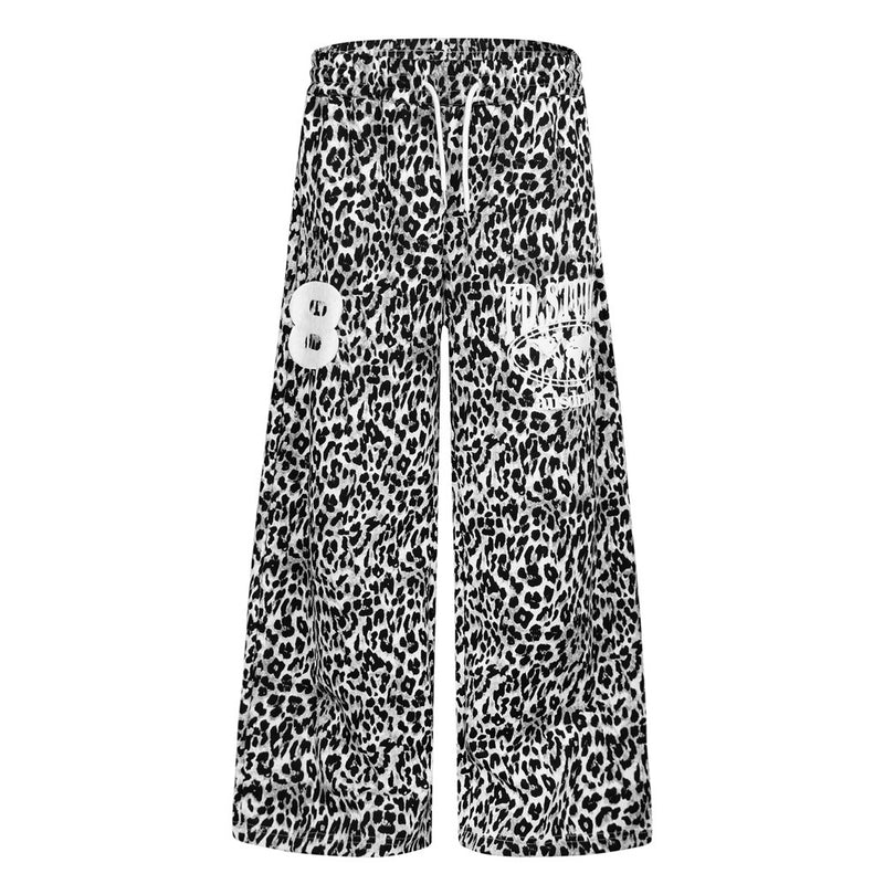 Pantalon de survêtement homme à jambes larges, imprimé léopard – Coupe décontractée avec cordon