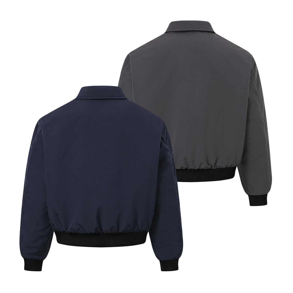 Veste bomber matelassée pour homme avec col à pointes et coutures arrondies