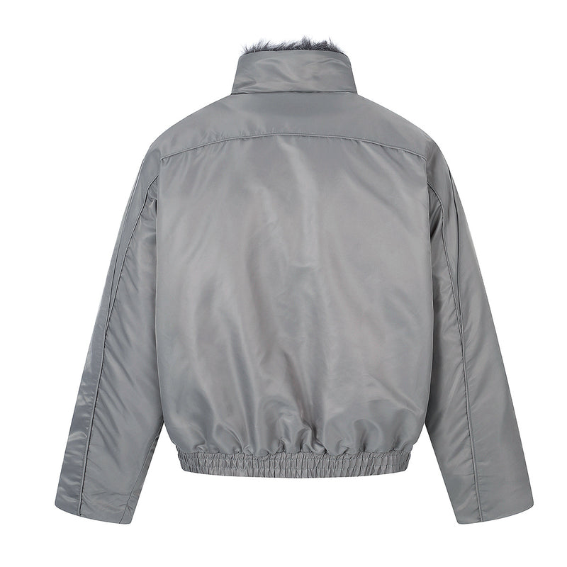 Quilted Padded Jacket with Faux Fur Collar – Moto-Inspired Deconstructed Design