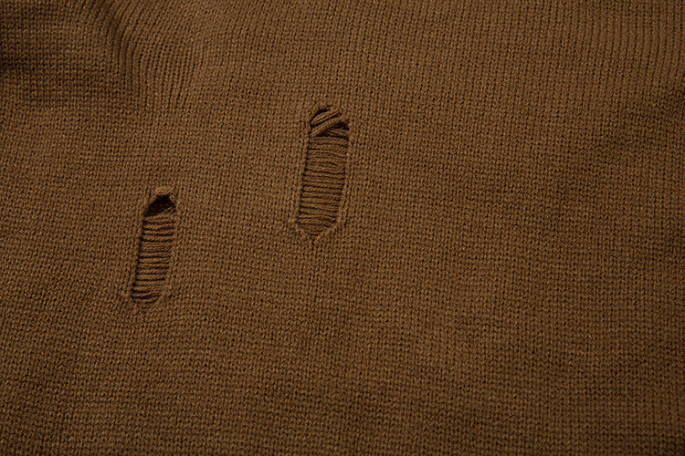 Pull en maille effet usé Agent Orange – Col rond oversize