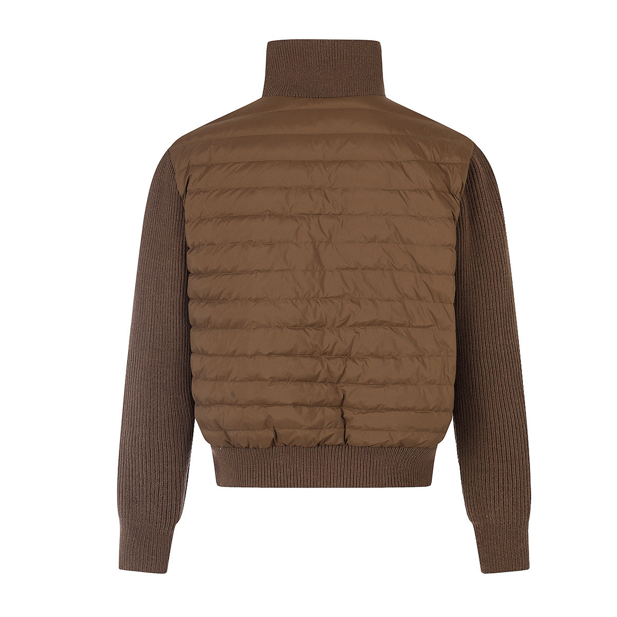 Gesteppte Puffer-Hybridjacke – Strickärmel und Stehkragen