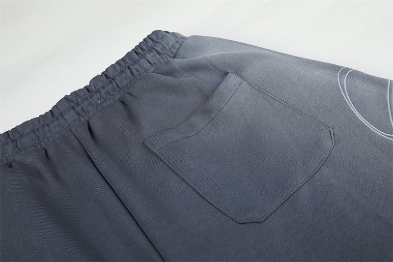Wide-Leg Sweatpants with Cursive Script Print and Drawstring Hem