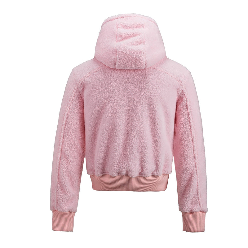 Sherpa Fleece Zip-Up Hoodie Jacket – Varsity Embroidered Teddy Coat