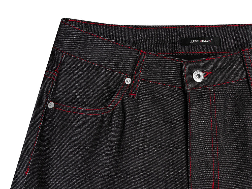 Jean noir homme bootcut avec broderie script – Denim à jambes évasées