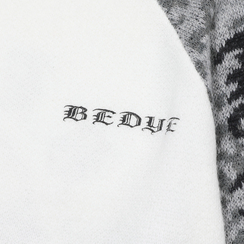 Leopard Print Raglan Knit Sweater – American Vintage Streetwear Crewneck
