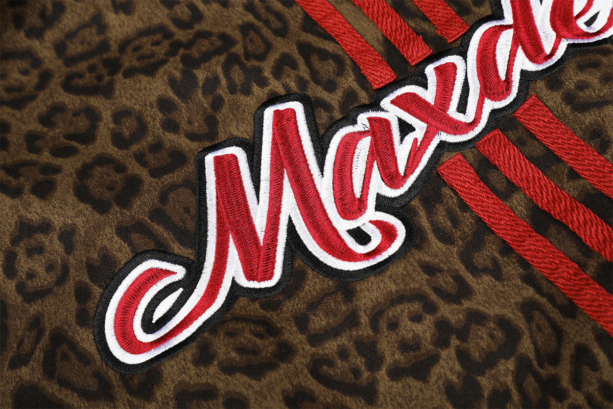 Leoparden-Hoodie mit Reißverschluss und Design – bestickte Varsity-Streetwear-Jacke