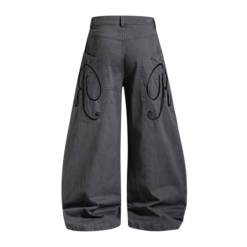 Baggy Cargo Pants Mens Wide-Leg Barrel Fit Vintage Washed Trousers